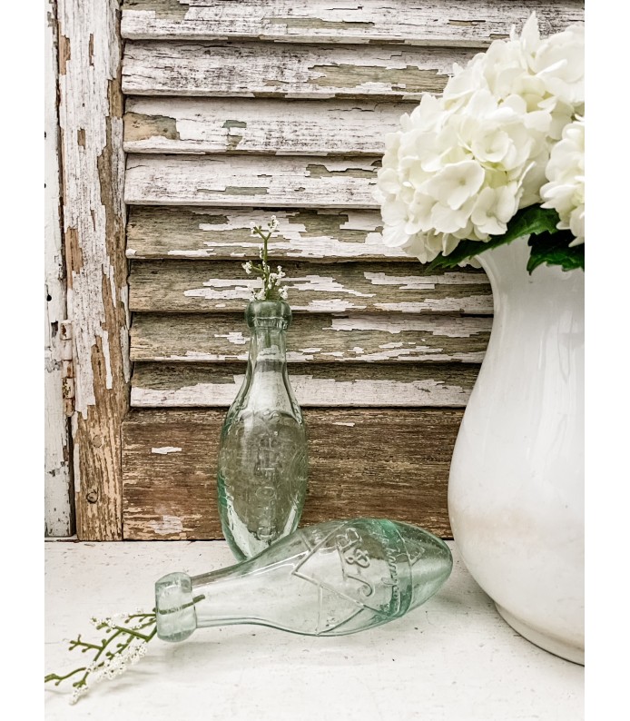 Antique British Torpedo Bottles, Aqua Glass, Rare Find/Size - LTD